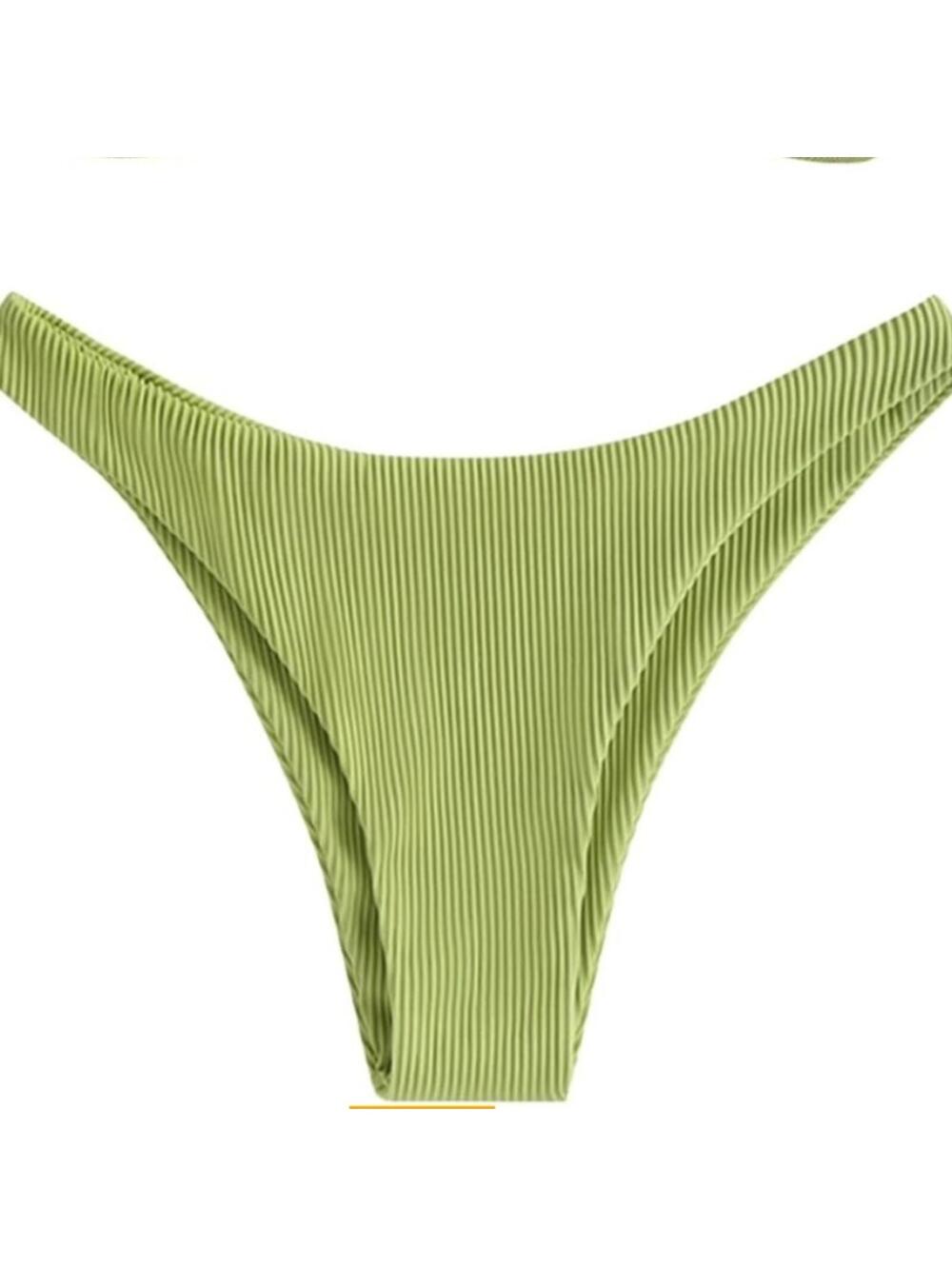 Ribbed Olive Green Bikini Bottoms